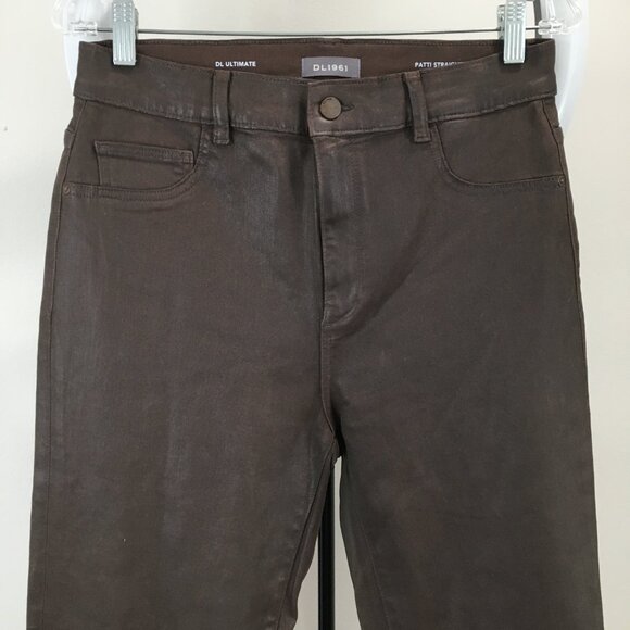 DL1961 Ultimate Black Coffee Coated PATTI Straight High Rise Vintage Ankle Jeans - Picture 6 of 13